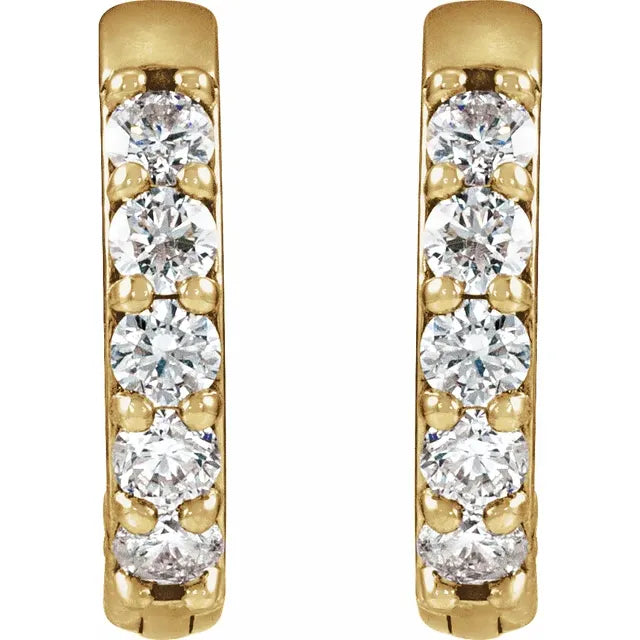10 MM Diamond Hoop Earring Set in yellow gold