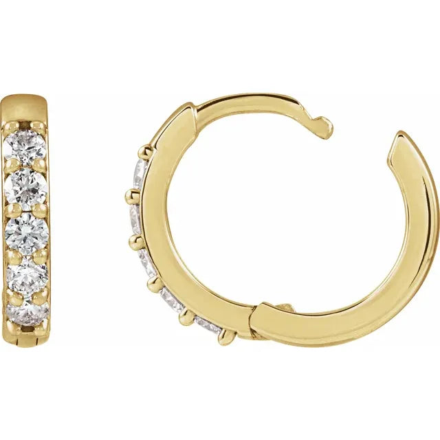 10 MM Diamond Hoop Earring open yellow gold