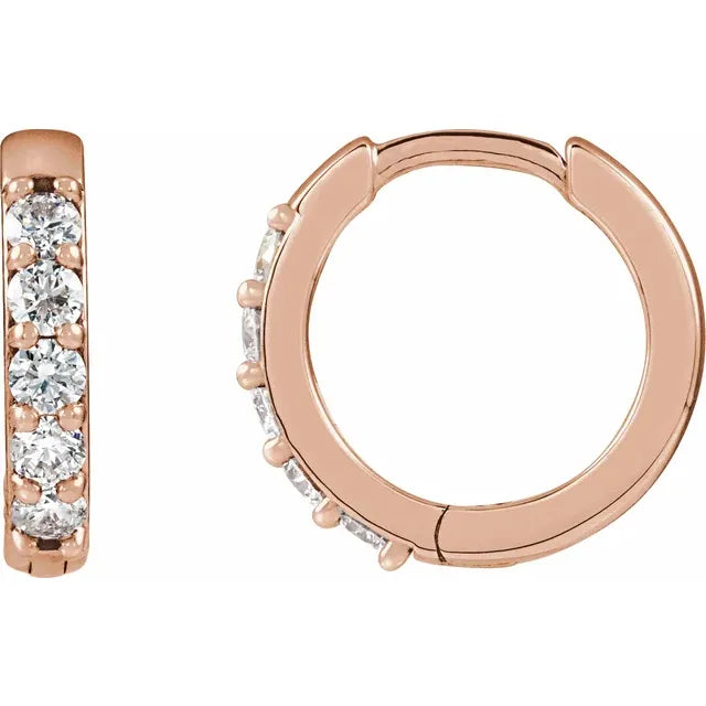 10 MM Diamond Hoop Earring Set in Rose Gold