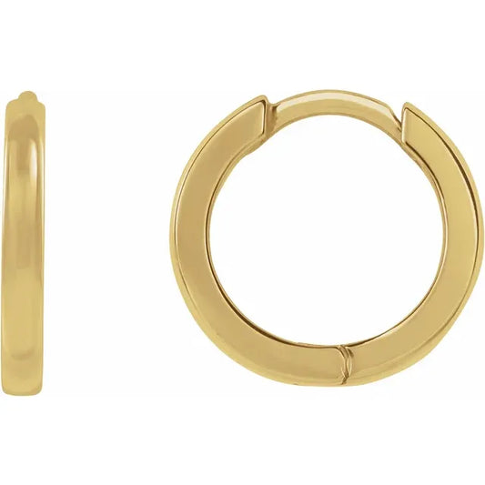 14K Yellow 10 mm Hinged Hoop Earrings 