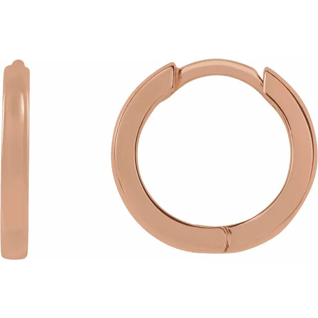 14K Rose 10 mm Hinged Hoop Earrings 