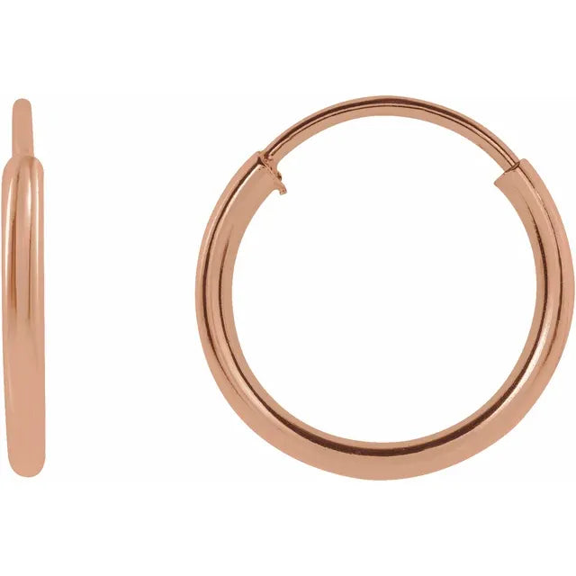 14k Gold Hoop Earrings rose gold 10 MM