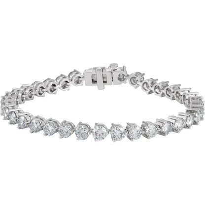 18K White Gold 12 CTW Natural Diamond Tennis Bracelet Details