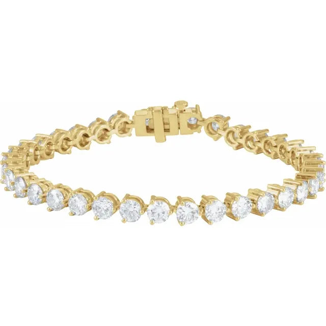 18K Yellow Gold 12 CTW Natural Diamond Tennis Bracelet Details