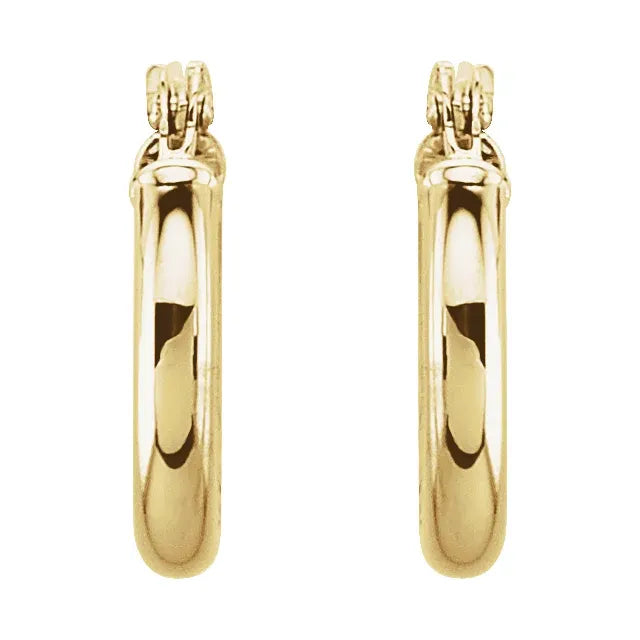 13 mm Tube Hoop Earrings set in Yellow Gold