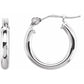 14K White 13 mm Tube Hoop Earrings 