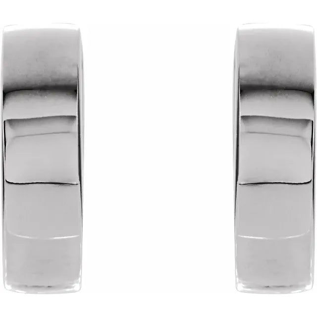14.5 mm flat hinged hoop earrings in polished white gold