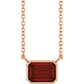 Rose Gold Garnet Bezel Set Emerald Cut Birthstone Pendant 