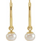 14K Yellow Gold 12 MM Freshwater Pearl Endless Hoop Earrings showing pearl