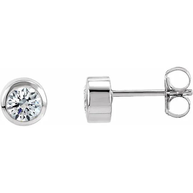 14K White Gold 1/2 CTW Natural Diamond Bezel-Set Earrings
