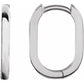 14K White Gold  14 mm Elongated Oval Hoop Earrings 