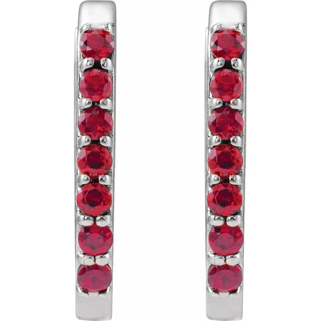 14 mm Ruby Hoop Earrings 
