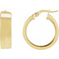 14K Yellow Gold 15 mm Flat Tube Hoop Earrings 
