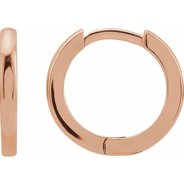 14K Rose Gold 15 mm Hinged Hoop Earrings 