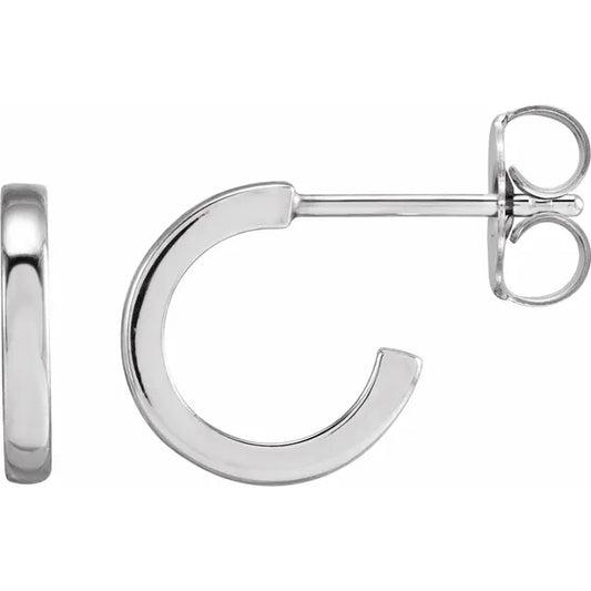 14K White gold 15 mm Hoop Earring 