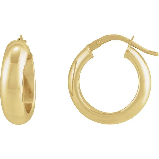 14K Yellow gold 17 mm Half-Round Tube Hoop Earrings 