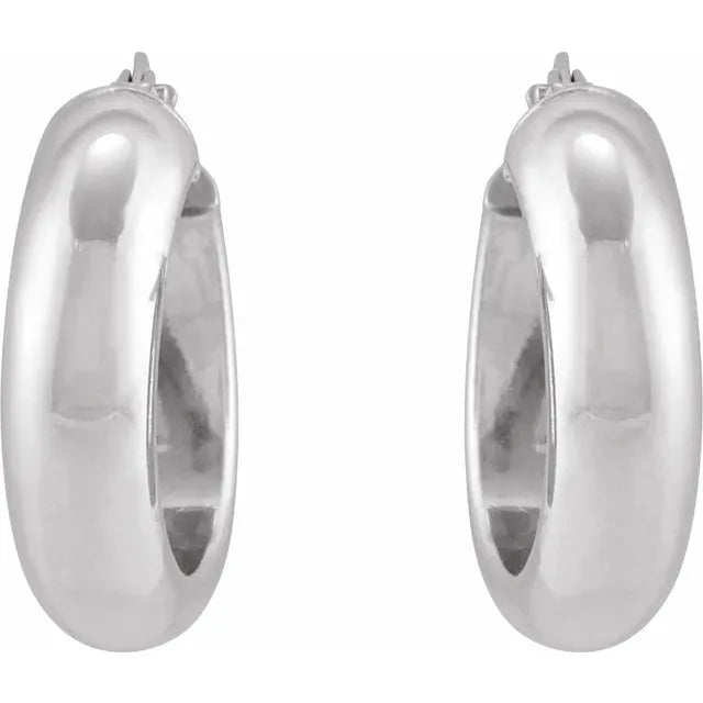  17 mm Half-Round Tube Hoop Earrings 