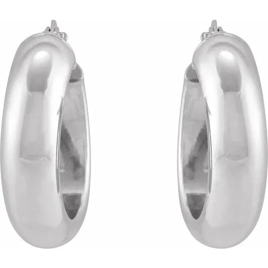  17 mm Half-Round Tube Hoop Earrings 