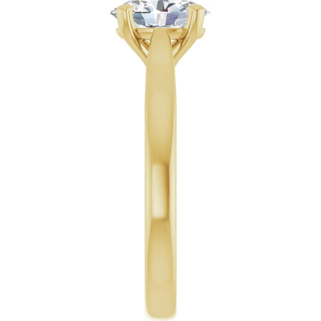 Jordan's 1 CT Classic Oval Solitaire Natural Diamond Engagement Ring for women yellow gold side picture showing shank 