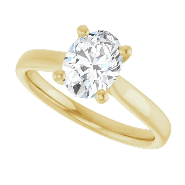 Jordan's 1 CT Classic Oval Solitaire Natural Diamond Engagement Ring for women yellow gold sideway picture 