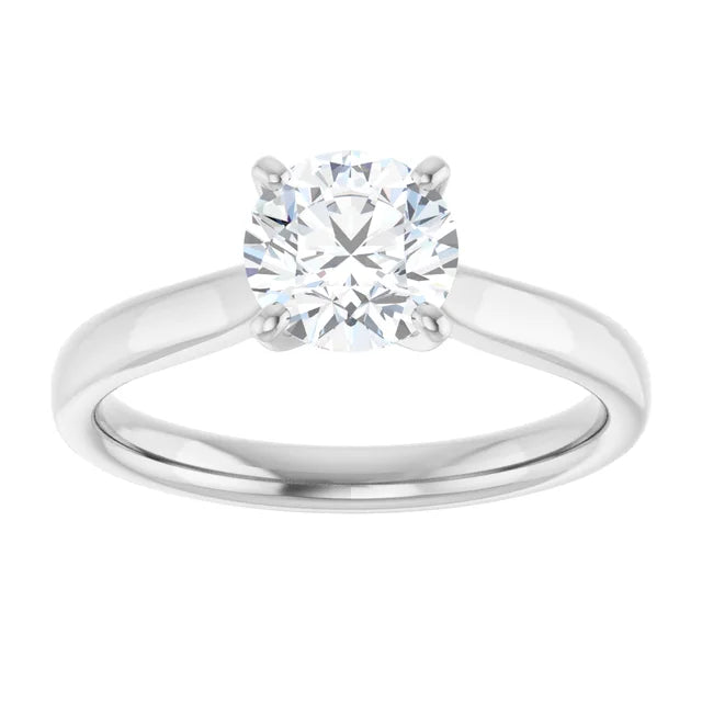 1 CT Classic Round Solitaire Natural Diamond Engagement Ring white gold showing center stone