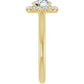 Side picture for 1 1/4 Round diamond engagement ring with a radiant-style halo and crown-like setting in Yellow Gold