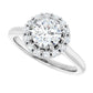 1 1/4 Round diamond engagement ring with a radiant-style halo and crown-like setting in White Gold