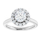 1 1/4 Round diamond engagement ring with a radiant-style halo and crown-like setting in Platinum showing Center Stone and Halo Diamond 