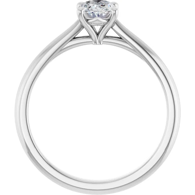1 CT Oval Solitaire Diamond Engagement Ring set in white gold or platinum showing under gallery 
