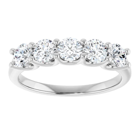 White gold or platinum 1 CTW 5-Stone Diamond Anniversary Band 