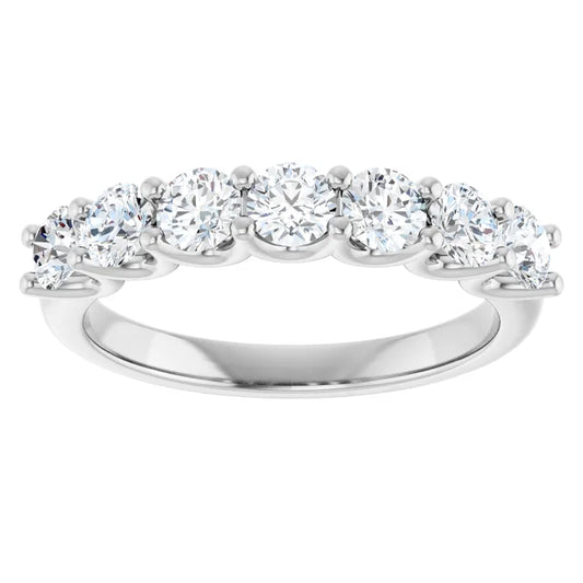 1 CTW 7 Stone Diamond Anniversary Band in white gold or platinum