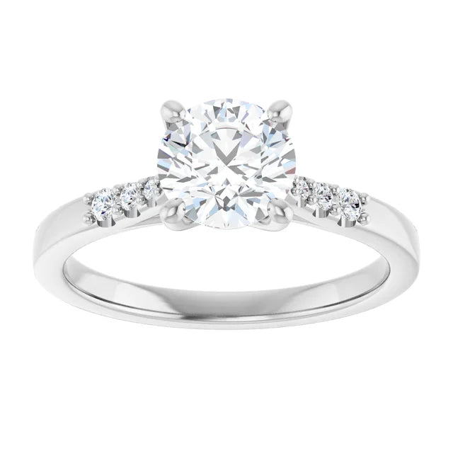 1 + CTW Round Natural Diamond Engagement Ring 14K Gold