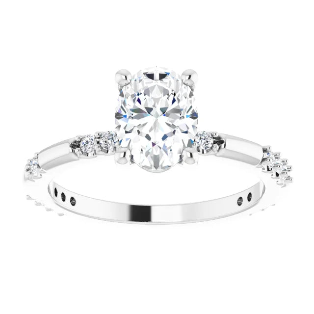 1 CTW Diamond engagement ring 14K White Gold