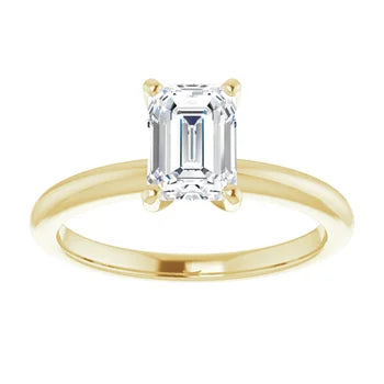 Emerald Cut Solitaire Diamond Engagement Ring 1 CTW Yellow Gold