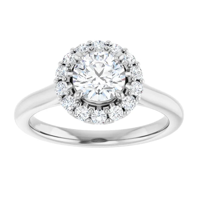 14K White Round 1 CTW Diamond Engagement Ring straight photo