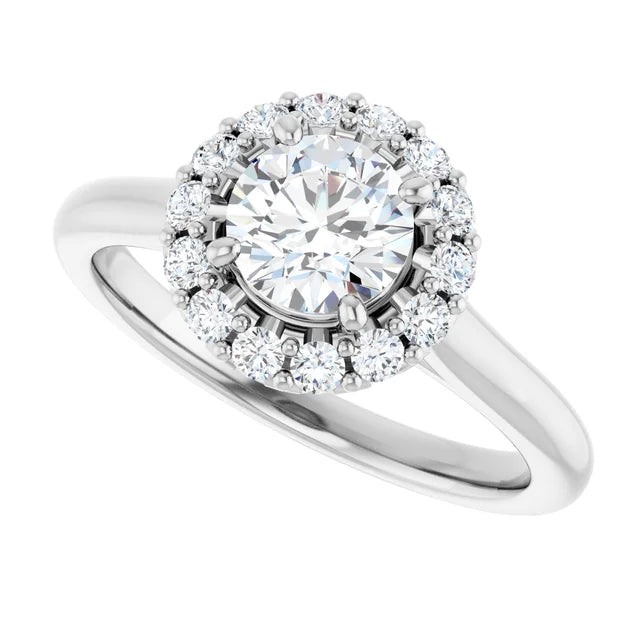 14K White Round 1 CTW Diamond Engagement Ring sideway photo 