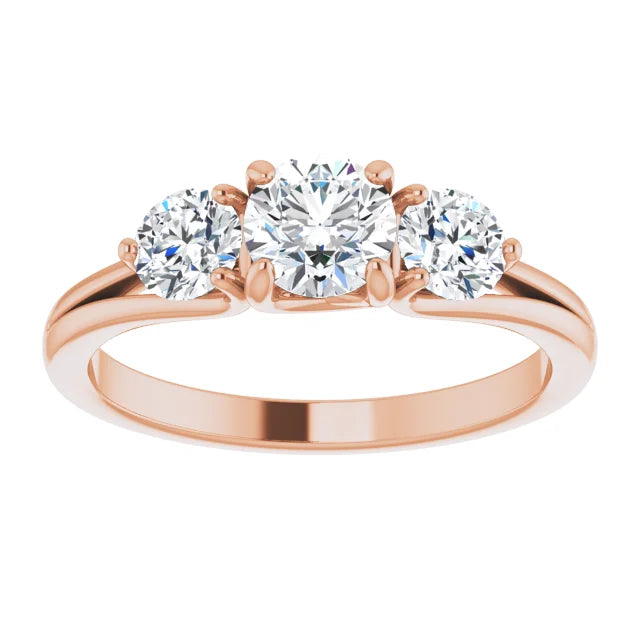 1 CTW three Stone Diamond Ring 14K Rose gold