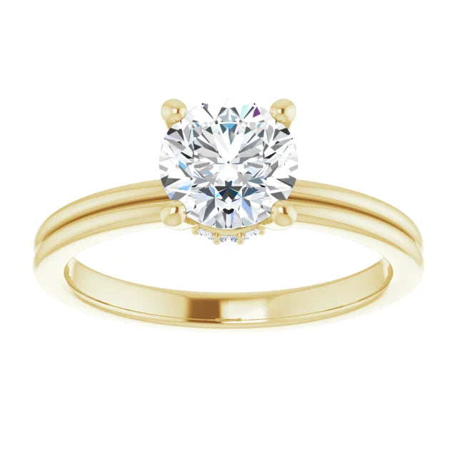 Hidden Halo Round Solitaire Diamond Engagement Ring