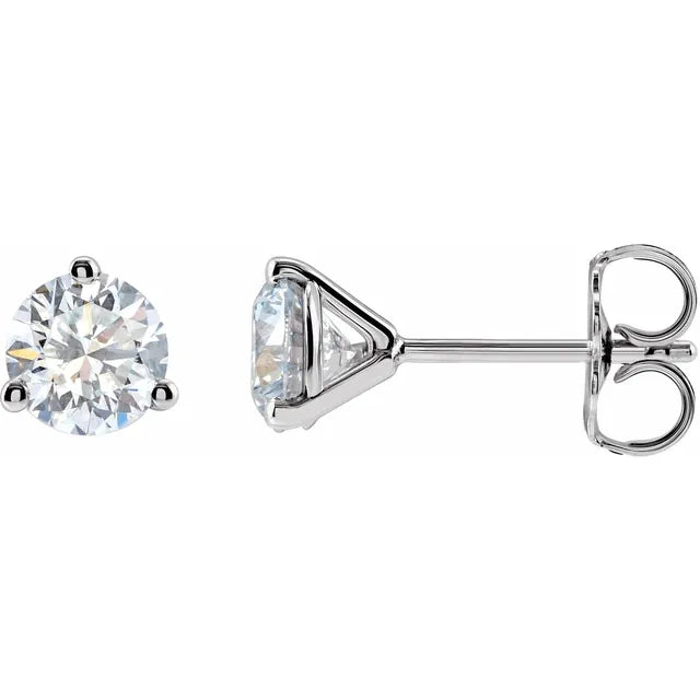 1 CTW 3 Prong Martini Diamond Stud Earrings 