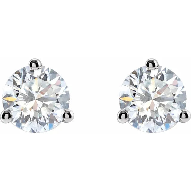 1 CTW 3 Prong Martini Diamond Stud Earrings Set in white gold or platinum 