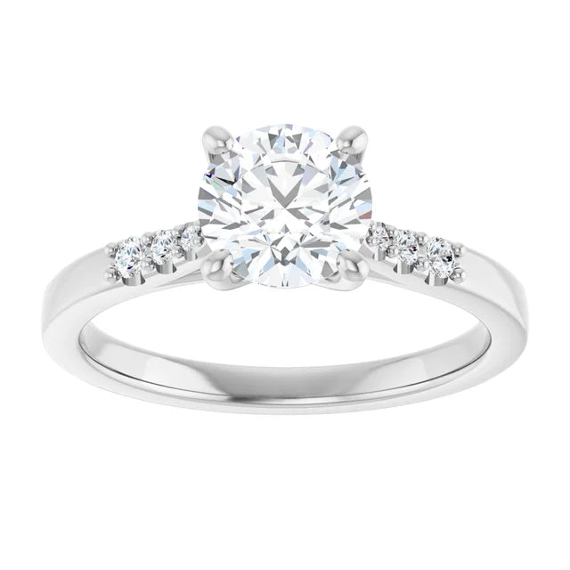 1 CT Video for Round diamond engagement ring with tapered natural diamond accents in Platinum