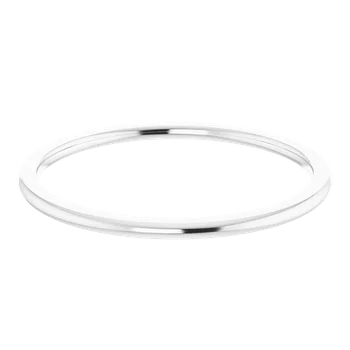 14K White Gold or platinum 1 MM Comfort Fit Standard Weight Half Round Band 