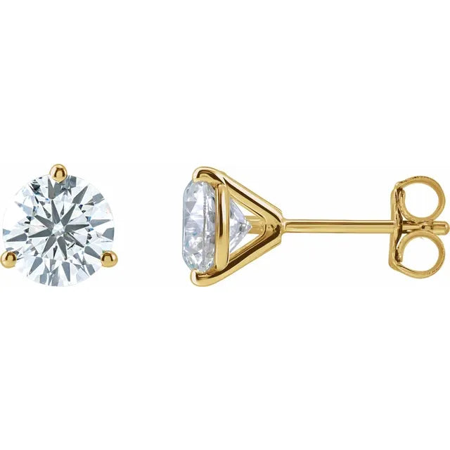 1 1/2 CTW 3 Prong Martini Style Diamond Stud Earrings 