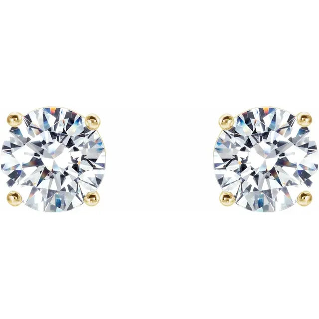 1 1/2 CTW Martini Style Diamond Stud Earrings Set in Yellow Gold