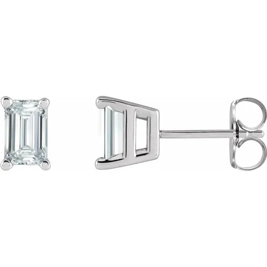 1/2 CTW Emerald Cut Diamond Stud Earrings Set in white gold or platinum 