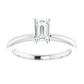 Emerald Cut Solitaire Diamond Engagement Ring 1/2 CTW on 18K White Gold