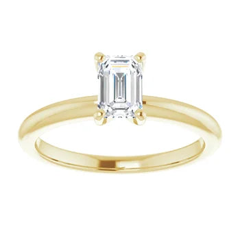 1/2 CTW Yellow Gold Emerald Cut Solitaire Diamond Engagement Ring 