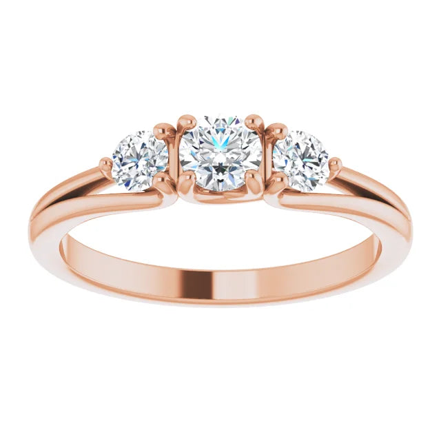 1/2 CTW three Stone Diamond Ring on 14K Rose Gold