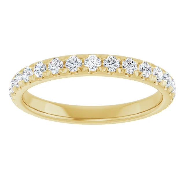 14K Yellow Gold 1/2 CTW french set Diamond Wedding Band 
