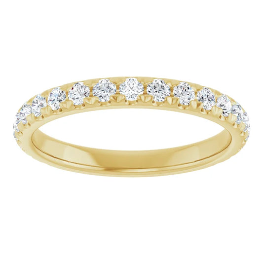 14K Yellow Gold 1/2 CTW french set Diamond Wedding Band 